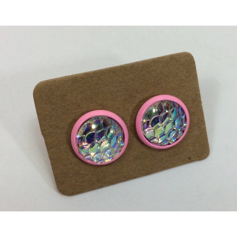 Rainbow Mermaid/Pink Outer Earrings